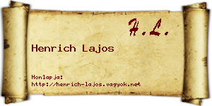 Henrich Lajos névjegykártya